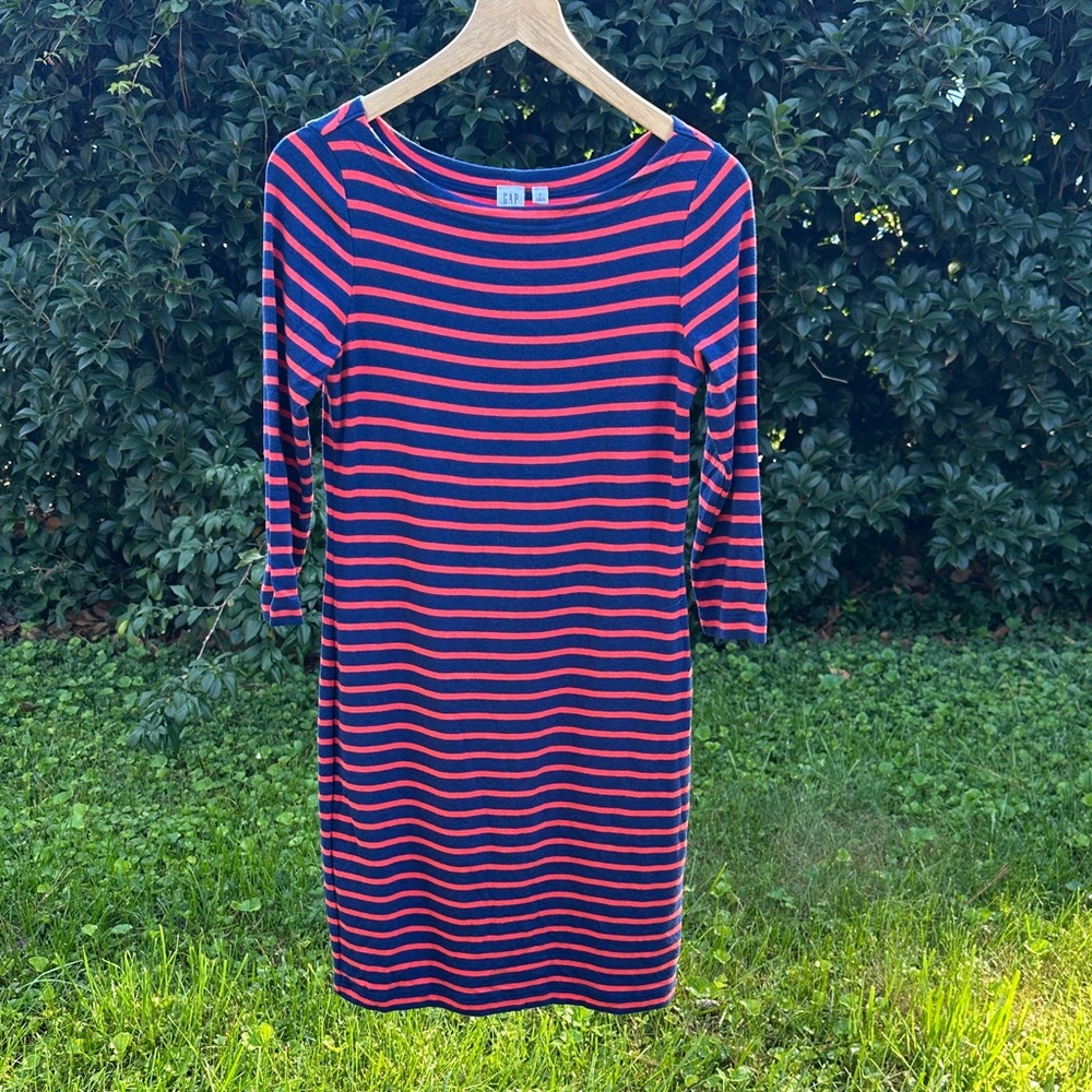 Gap Navy and Red Striped Dress